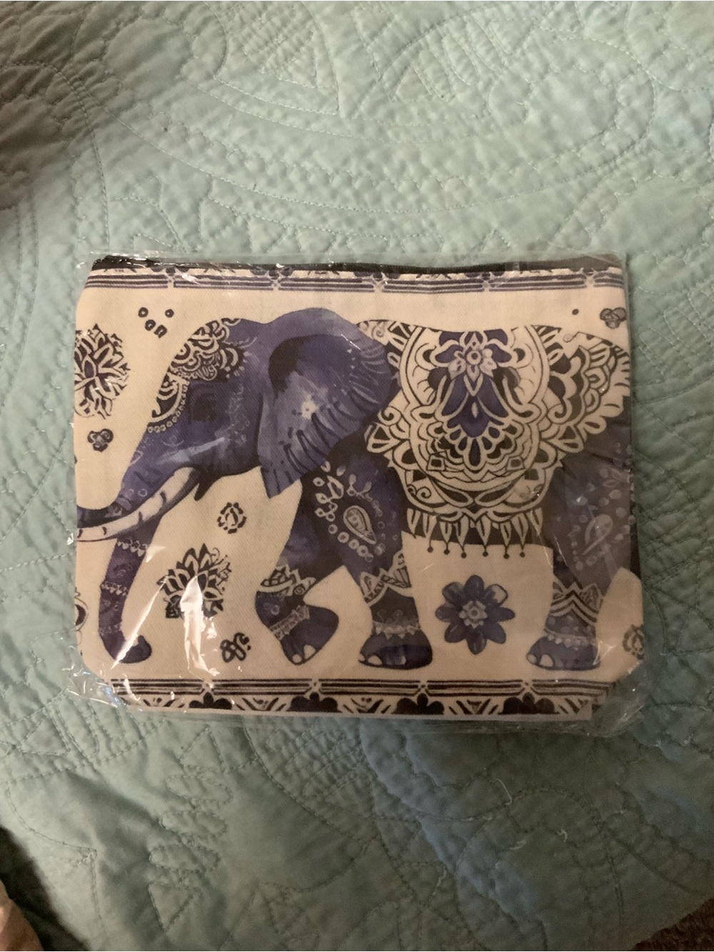 Target Blue and White Elephant Cosmetic Bag